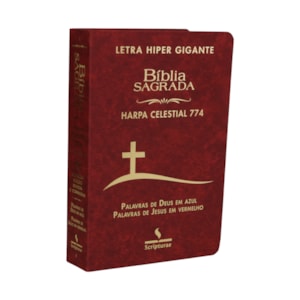 Bíblia Sagrada Harpa Celestial 774 | ERC | Letra Hipergigante | Capa Luxo Cruz Bordô