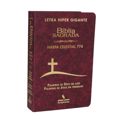 Bíblia Sagrada Harpa Celestial 774 | ERC | Letra Hipergigante | Capa Luxo Cruz Vinho