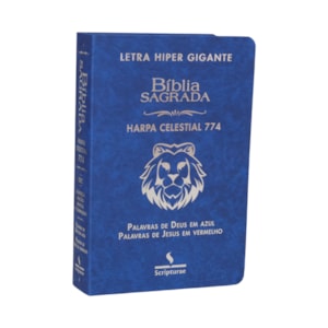 Bíblia Sagrada Harpa Celestial 774 | ERC | Letra Hipergigante | Capa Luxo Leão Azul