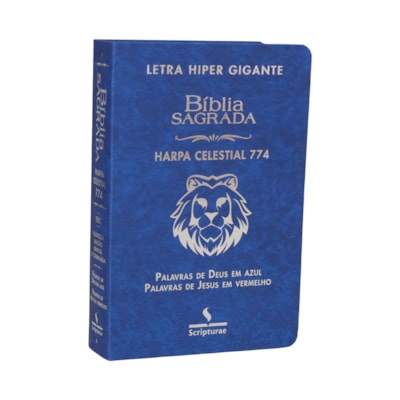 Bíblia Sagrada Harpa Celestial 774 | ERC | Letra Hipergigante | Capa Luxo Leão Azul