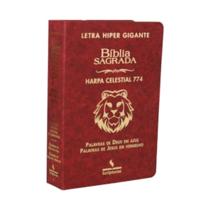 Bíblia Sagrada Harpa Celestial 774 | ERC | Letra Hipergigante | Capa Luxo Leão Bordô