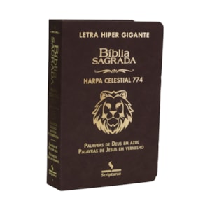 Bíblia Sagrada Harpa Celestial 774 | ERC | Letra Hipergigante | Capa Luxo Leão Marrom