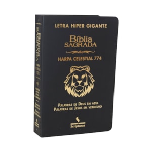 Bíblia Sagrada Harpa Celestial 774 | ERC | Letra Hipergigante | Capa Luxo Leão Preta