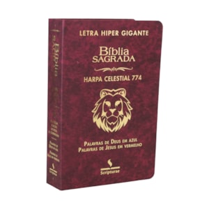 Bíblia Sagrada Harpa Celestial 774 | ERC | Letra Hipergigante | Capa Luxo Leão Vinho