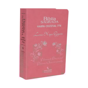 Bíblia Sagrada Harpa Celestial 774 | ERC | Letra Hipergigante | Capa Luxo Ramos Rosa