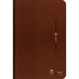 Bíblia Sagrada Holy Bible | Português e Inglês | NVI |  Letra Normal | Capa Luxo Marrom