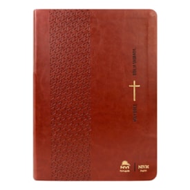 Bíblia Sagrada Holy Bible | Português e Inglês | NVI |  Letra Normal | Capa Luxo Marrom