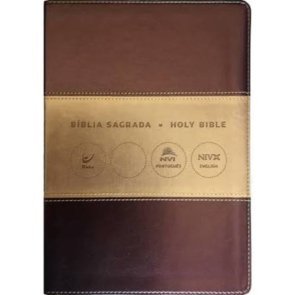 Bíblia Sagrada - Holy Bible | Português e Inglês | NVI Letra Normal | Champagne e Ouro