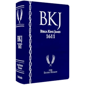 Bíblia Sagrada King James Fiel com Estudo Holman | Letra Normal | Capa Luxo Azul