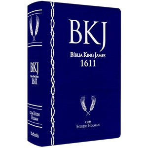 Bíblia Sagrada King James Fiel com Estudo Holman | Letra Normal | Capa Luxo Azul