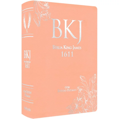 Segunda imagem do produto Bíblia Sagrada King James Fiel com Estudo Holman | Letra Normal | Capa Luxo Rosé