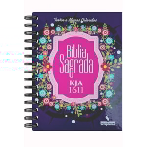 Bíblia Sagrada KJA 1611 | Letra Normal | Capa Dura Espiral Floral Roxa