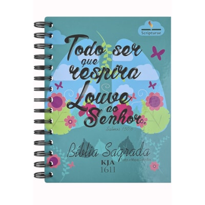 Bíblia Sagrada KJA 1611 | Letra Normal | Capa Dura Espiral Louve ao Senhor