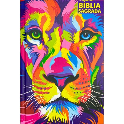 Bíblia Sagrada Leão Aquarela | NVI | Letra Hipergigante | Capa Dura