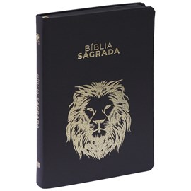 Bíblia Sagrada Leão Dourado Slim | NVT |  Letra Maior | Capa Luxo Preta