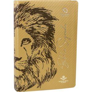 Segunda imagem do produto Bíblia Sagrada Leão Marrom | NAA | Letra Grande | Capa Dourada Luxo