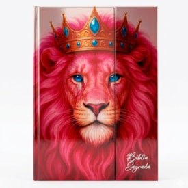 Bíblia Sagrada Leão Rosa | ARC | Letra Gigante | Harpa Avivada e Corinhos | Capa Dura Carteira