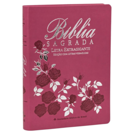 Segunda imagem do produto Bíblia Sagrada | Letra Extragigante | ARC | Capa Luxo Flor Pink