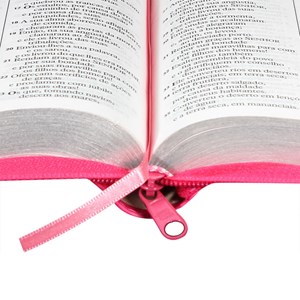 Bíblia Sagrada | Letra Gigante | ARA | Capa Couro Pink / Zíper | c/ Índice