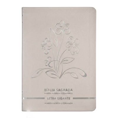 Bíblia Sagrada | Letra Gigante | ARC | C/ Harpa e Corinhos | Capa Premium Luxo Flores Branca