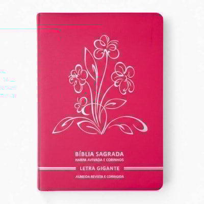 Bíblia Sagrada | Letra Gigante | ARC | C/ Harpa e Corinhos | Capa Premium Luxo Flores Pink
