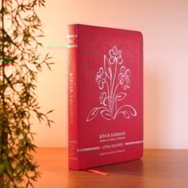 Segunda imagem do produto Bíblia Sagrada | Letra Gigante | ARC | C/ Harpa e Corinhos | Capa Premium Luxo Flores Pink