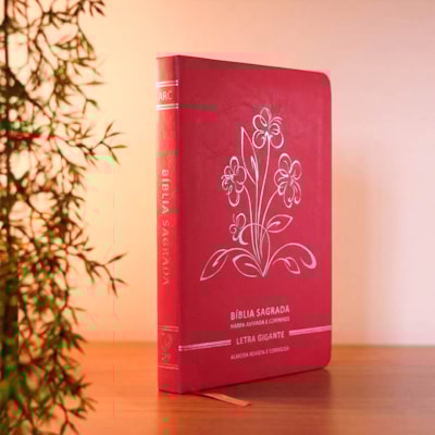 Segunda imagem do produto Bíblia Sagrada | Letra Gigante | ARC | C/ Harpa e Corinhos | Capa Premium Luxo Flores Pink