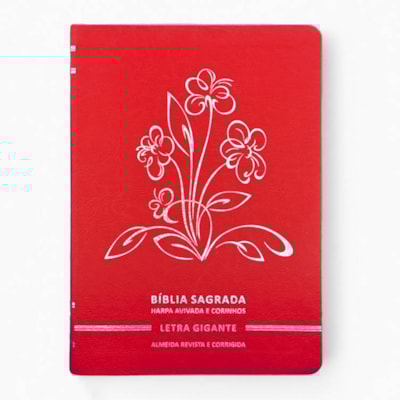 Bíblia Sagrada | Letra Gigante | ARC | C/ Harpa e Corinhos | Capa Premium Luxo Flores Vermelha
