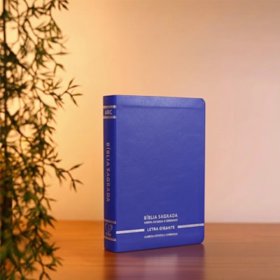 Segunda imagem do produto Bíblia Sagrada | Letra Gigante | ARC | C/ Harpa e Corinhos | Capa Premium Luxo Minimalista Azul