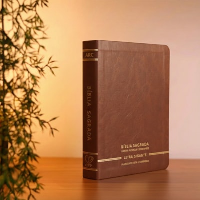 Segunda imagem do produto Bíblia Sagrada | Letra Gigante | ARC | C/ Harpa e Corinhos | Capa Premium Luxo Minimalista Marrom