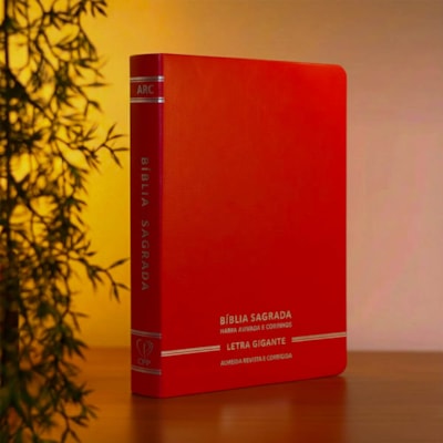 Segunda imagem do produto Bíblia Sagrada | Letra Gigante | ARC | C/ Harpa e Corinhos | Capa Premium Luxo Minimalista Vermelha