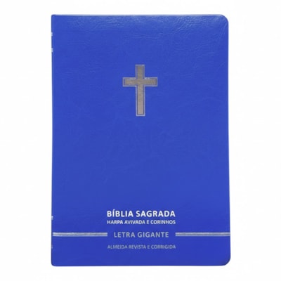 Bíblia Sagrada | Letra Gigante | ARC | Harpa Avivada e Corinhos | Capa Premium Luxo Cruz Azul