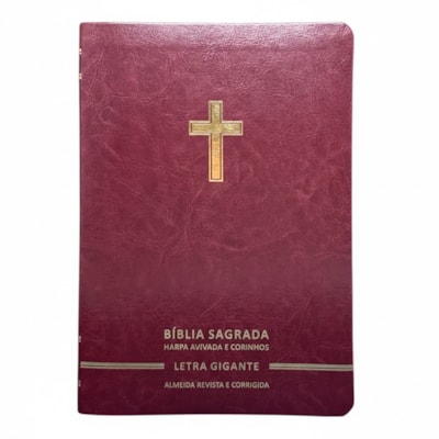 Bíblia Sagrada | Letra Gigante | ARC | Harpa Avivada e Corinhos | Capa Premium Luxo Cruz Bordô