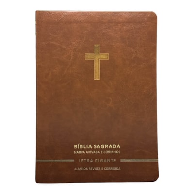 Bíblia Sagrada | Letra Gigante | ARC | Harpa Avivada e Corinhos | Capa Premium Luxo Cruz Marrom
