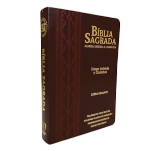 Bíblia Sagrada | Letra Gigante | ARC | Harpa Avivada e Corinhos | Capa PU Luxo Arabesco Café e Bordô