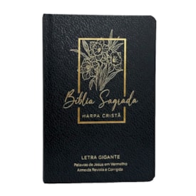 Bíblia Sagrada| Letra Gigante | Harpa Cristã | ARC | Floral Preta | Capa Semiflexível