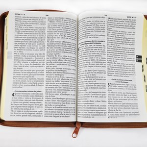 Bíblia Sagrada | Letra Grande | ARC | Capa Luxo Cruz Caramelo c/ Ziper