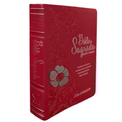 Bíblia Sagrada | Letra Hipergigante | ARC | Harpa Avivada e Corinhos | Capa PU Luxo Floral Dália Vermelha