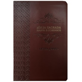 Bíblia Sagrada | Letra Jumbo | ARC | Harpa Avivada e Corinhos | Capa PU Luxo Arabesco Bordo