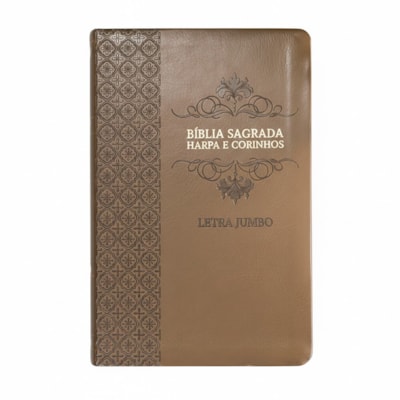 Bíblia Sagrada | Letra Jumbo | ARC | Harpa Avivada e Corinhos | Capa PU Luxo Arabesco Marrom