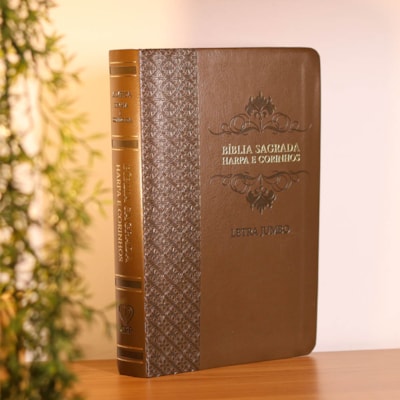Segunda imagem do produto Bíblia Sagrada | Letra Jumbo | ARC | Harpa Avivada e Corinhos | Capa PU Luxo Arabesco Marrom