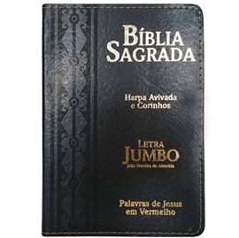Bíblia Sagrada Letra Jumbo | ARC | Harpa Avivada e Corinhos | Capa PU Luxo Arabesco Preta