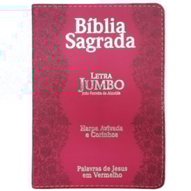 Bíblia Sagrada Letra Jumbo | ARC | Harpa Avivada e Corinhos | Capa PU Luxo Flores Pink