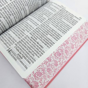 Bíblia Sagrada Letra Jumbo | ARC | Harpa Avivada e Corinhos | Capa PU Luxo Flores Rosa
