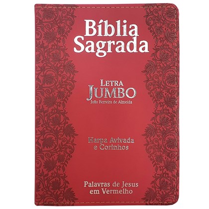 Bíblia Sagrada Letra Jumbo | ARC | Harpa Avivada e Corinhos | Capa PU Luxo Flores Vermelho