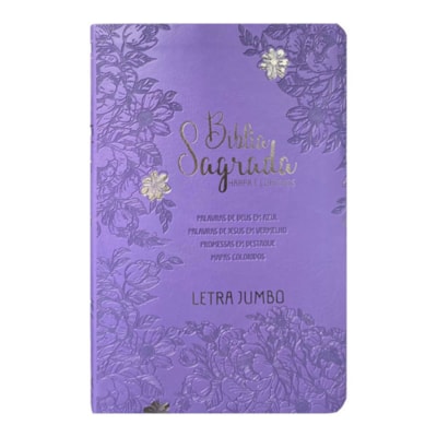 Bíblia Sagrada Letra Jumbo | ARC | Harpa Avivada e Corinhos | Capa PU Luxo Jardim Lilás