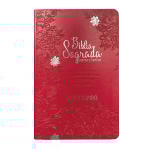 Bíblia Sagrada Letra Jumbo | ARC | Harpa Avivada e Corinhos | Capa PU Luxo Jardim Vermelho