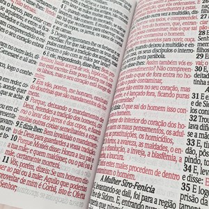 Bíblia Sagrada Letra Jumbo | ARC | Harpa Avivada e Corinhos | Capa PU Luxo Ramos Vermelha
