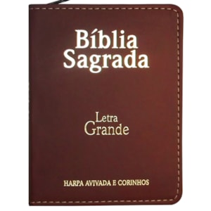 Bíblia Sagrada Média com Zíper | Letra Normal ARC | Harpa Avivada e Corinhos | PU Bordô