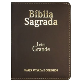 Bíblia Sagrada Média com Zíper | Letra Normal ARC | Harpa Avivada e Corinhos | PU Marrom